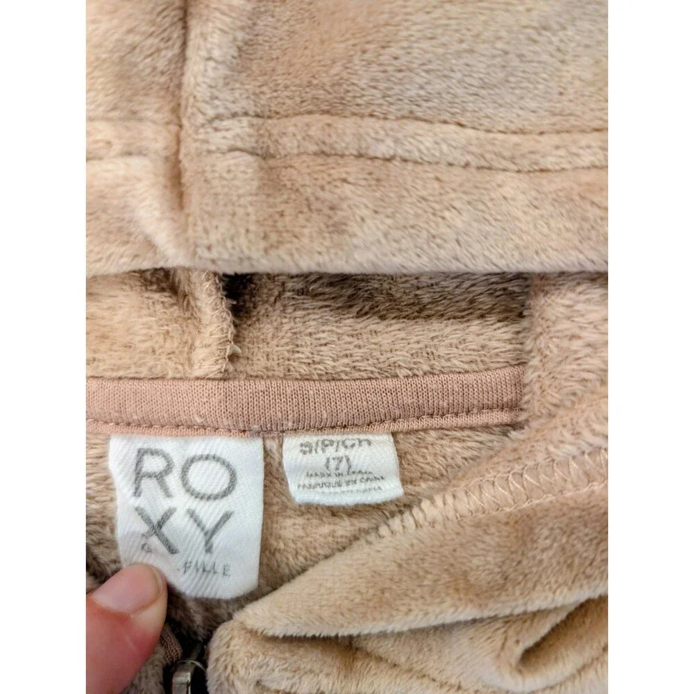Girls 7T Roxy Velore Sweater Hooded Pockets Zip Up
